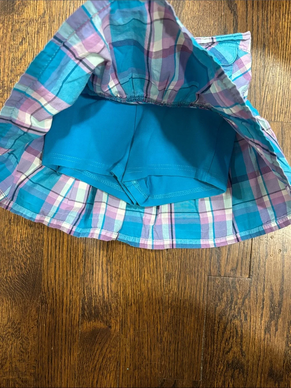 Faded Glory Plaid Tiered Skort in Blue and Purple size 4T